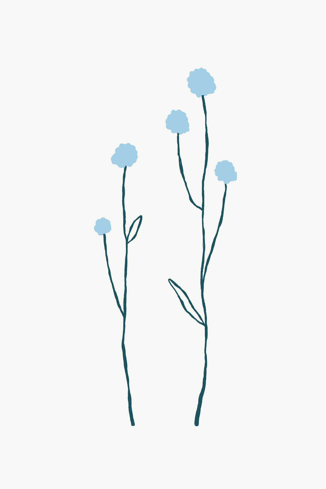 Minimalist Blue Wildflowers Botanical Line Art – Modern Digital Download