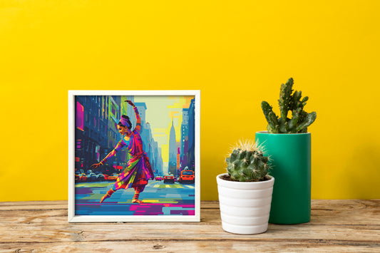 Bharatanatyam in New York City Digital Art | Urban Indian Classical Dance Poster Download
