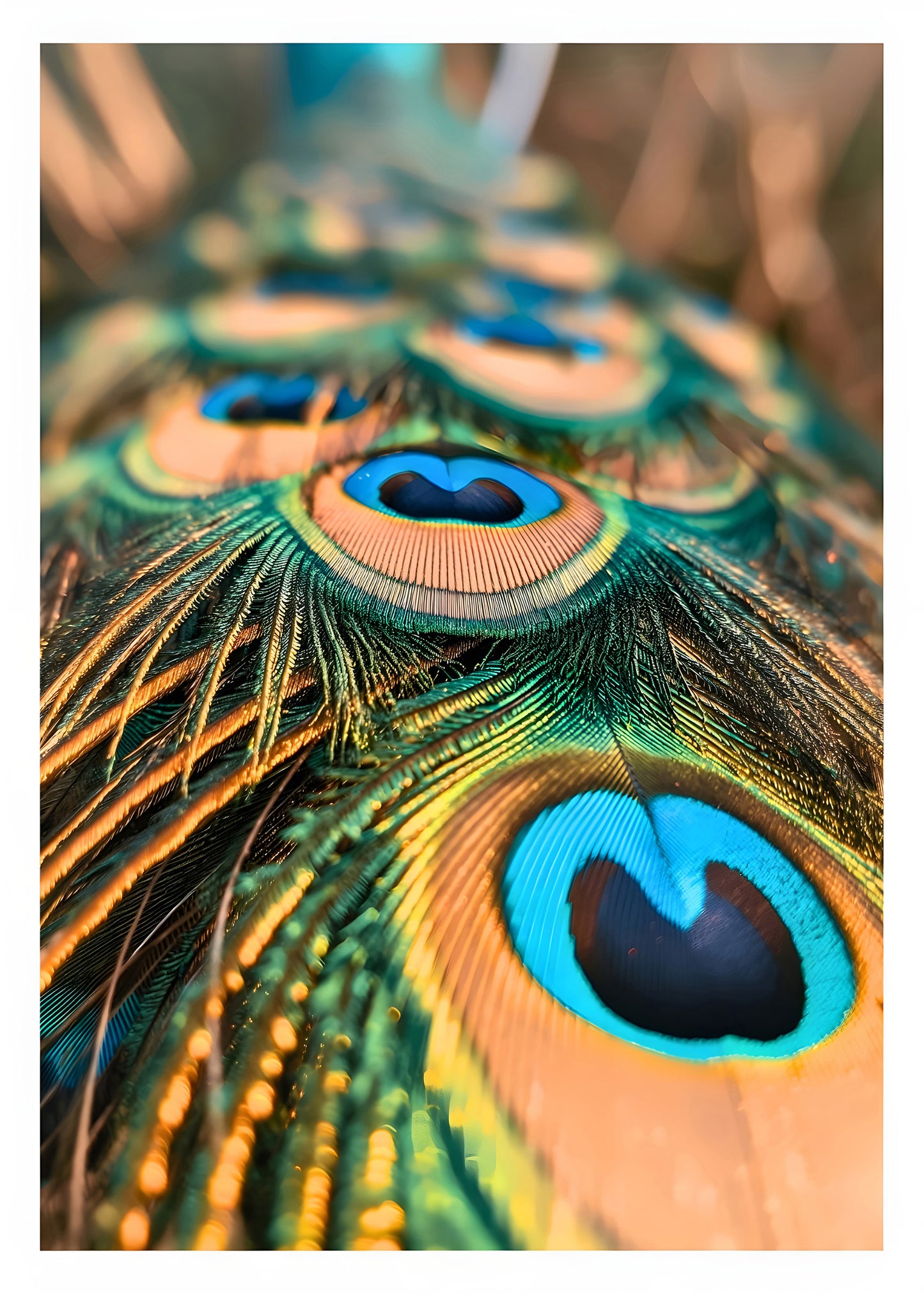 Vibrant Peacock Feather Close-Up Photography | Nature Wall Art Digital Download