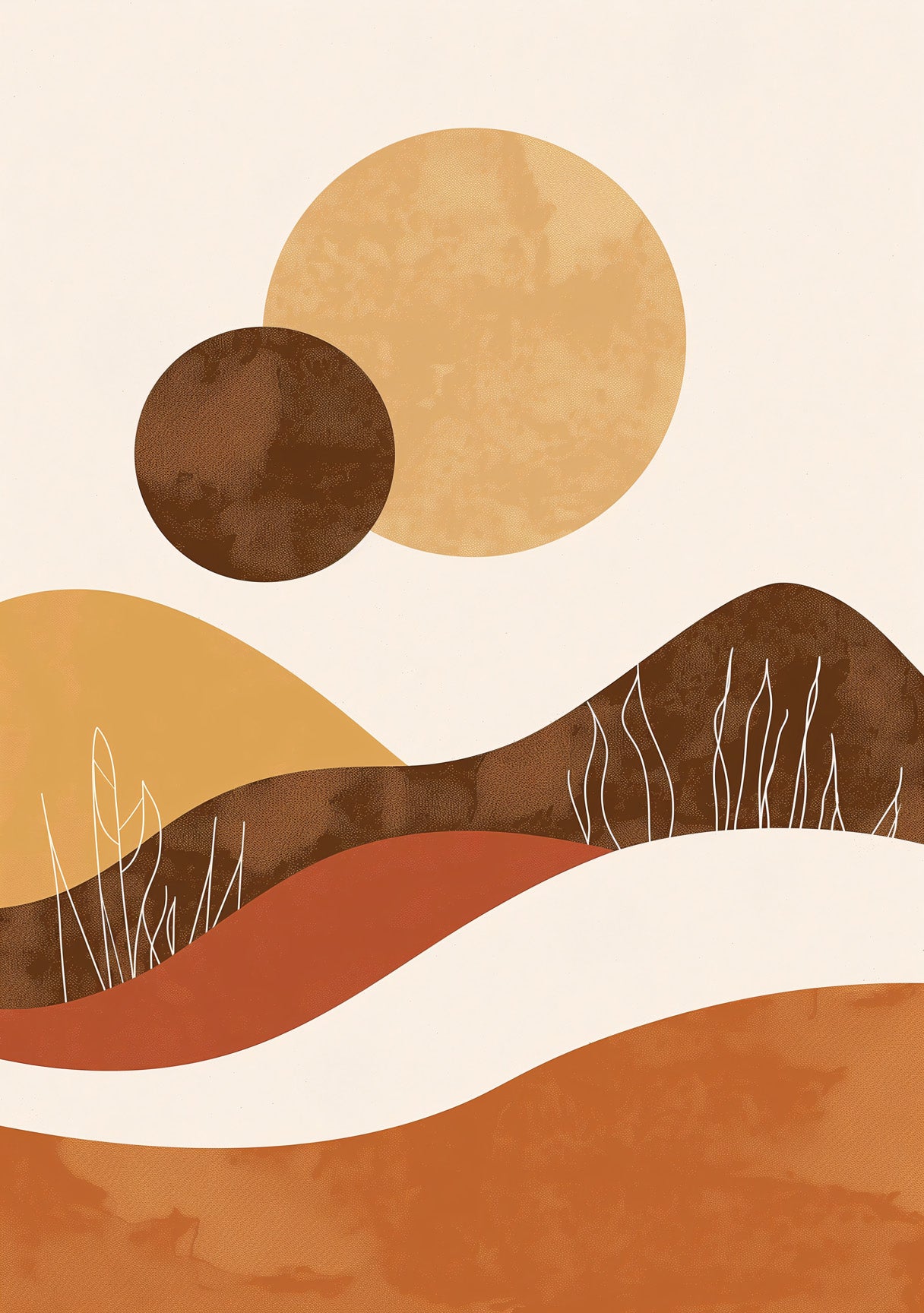 Desert Landscape Minimalist Wall Art – Abstract Earth Tone Digital Print