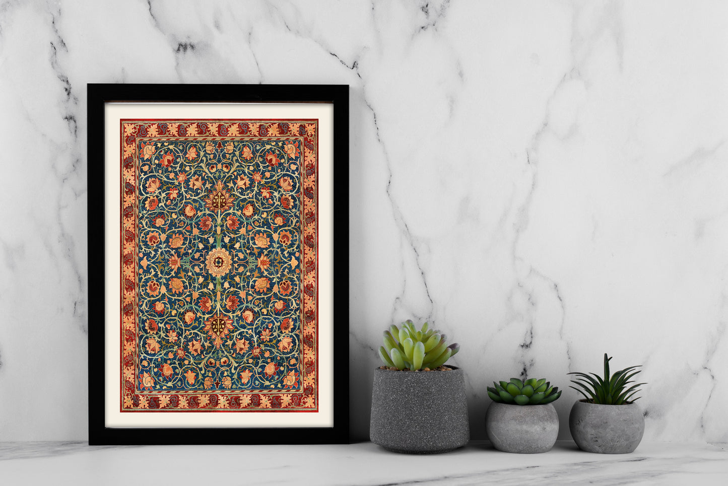 Persian-Inspired Floral Carpet Art – Digital Wall Poster | Vintage Tapestry Style
