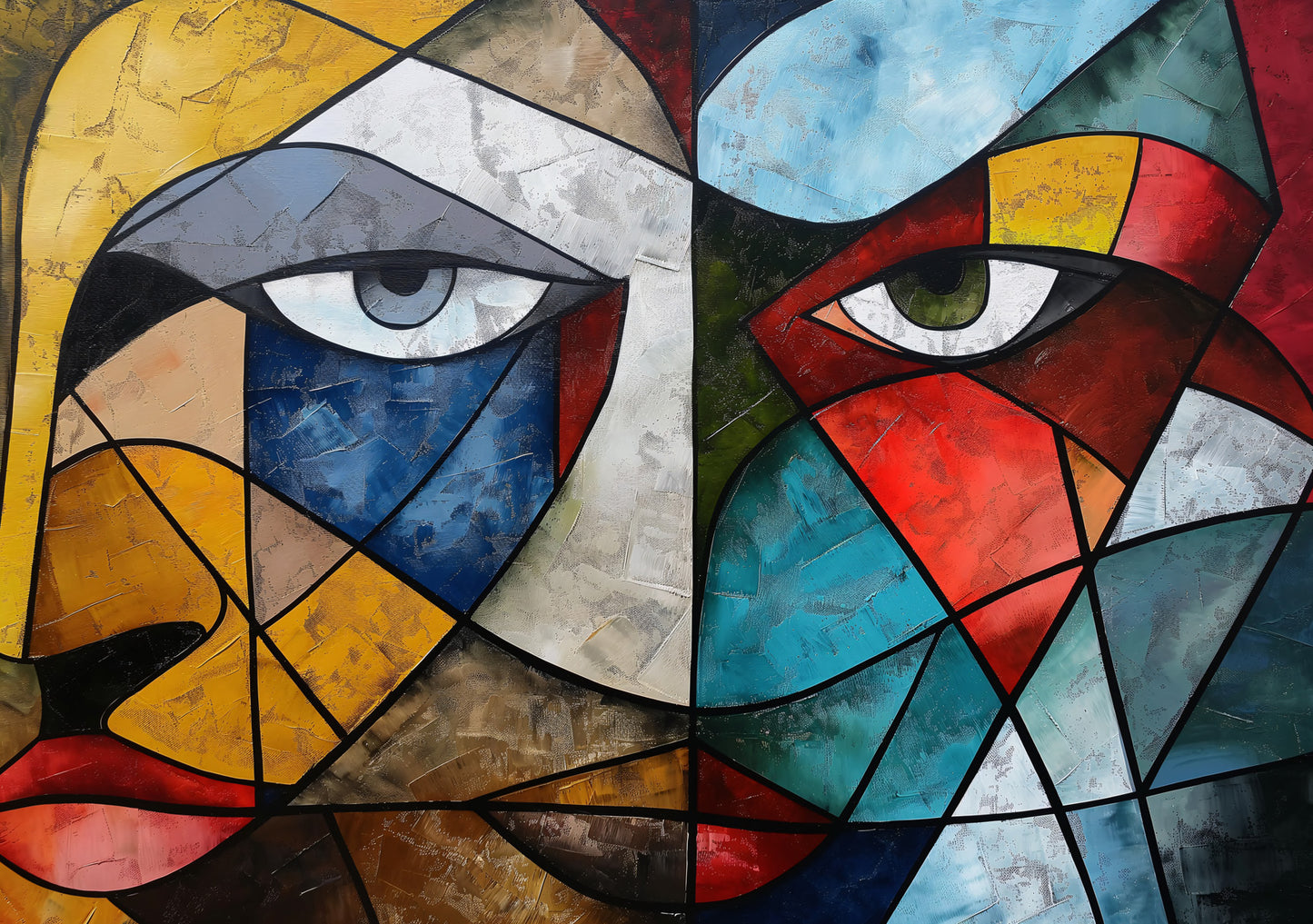 Modern Cubist Abstract Face Art Canvas | Bold Geometric Wall Decor