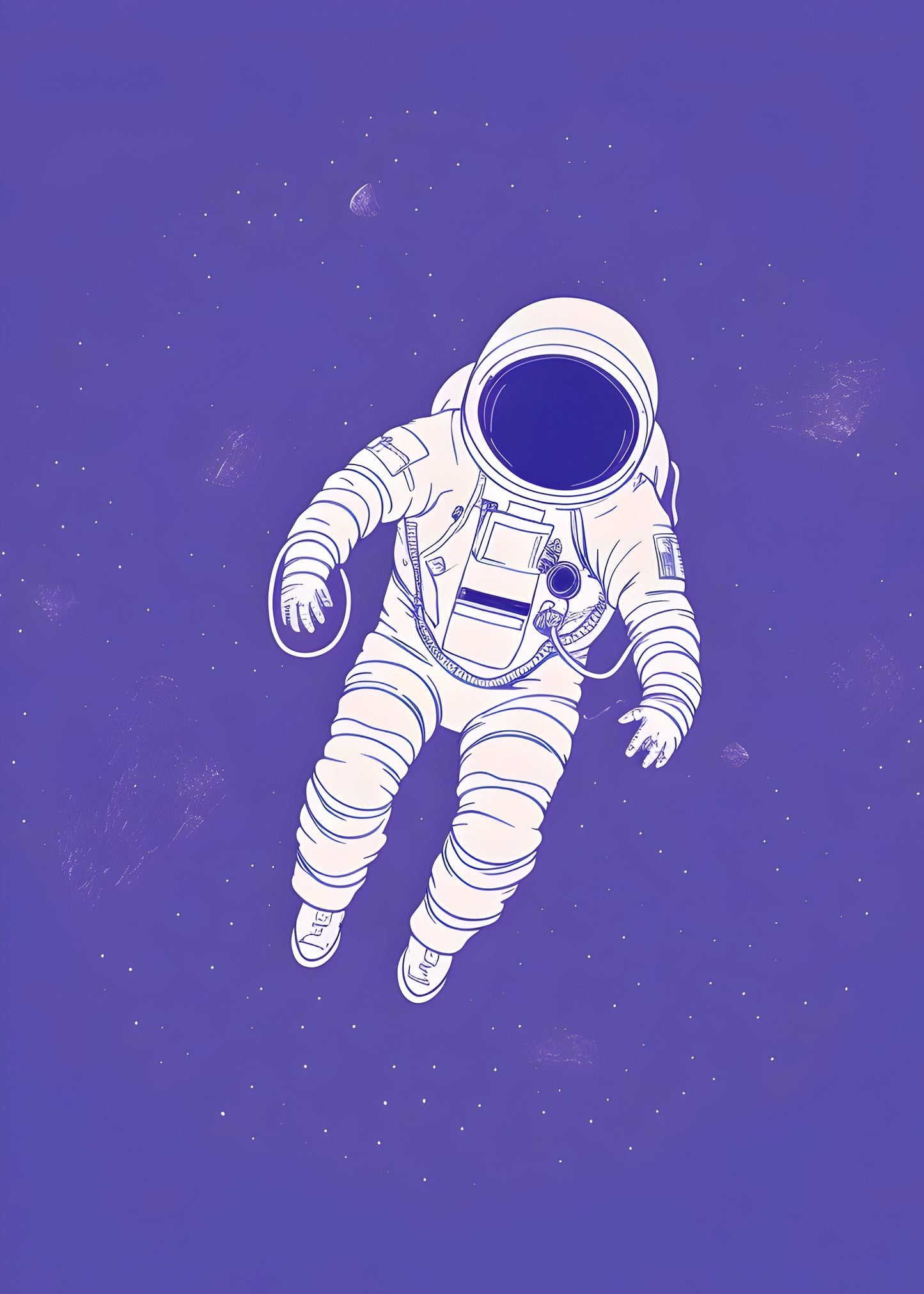 Minimalist Astronaut in Space Digital Art – Purple Galaxy Wall Print