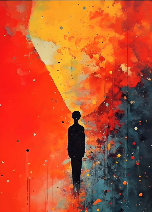 Abstract Silhouette Digital Art Poster – Emotional Explosion of Color | Modern Wall Art Printable Download