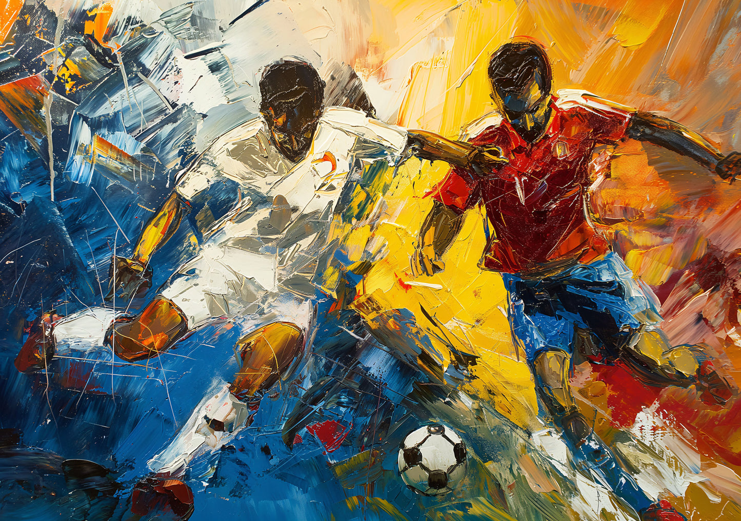 Abstract Soccer Duel Digital Art | Dynamic Football Painting