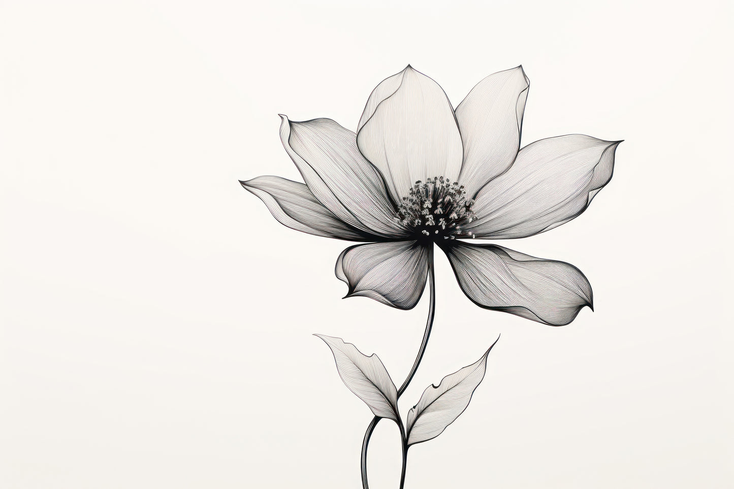 Elegant Fine-Line Flower – Minimalist Botanical Ink Drawing