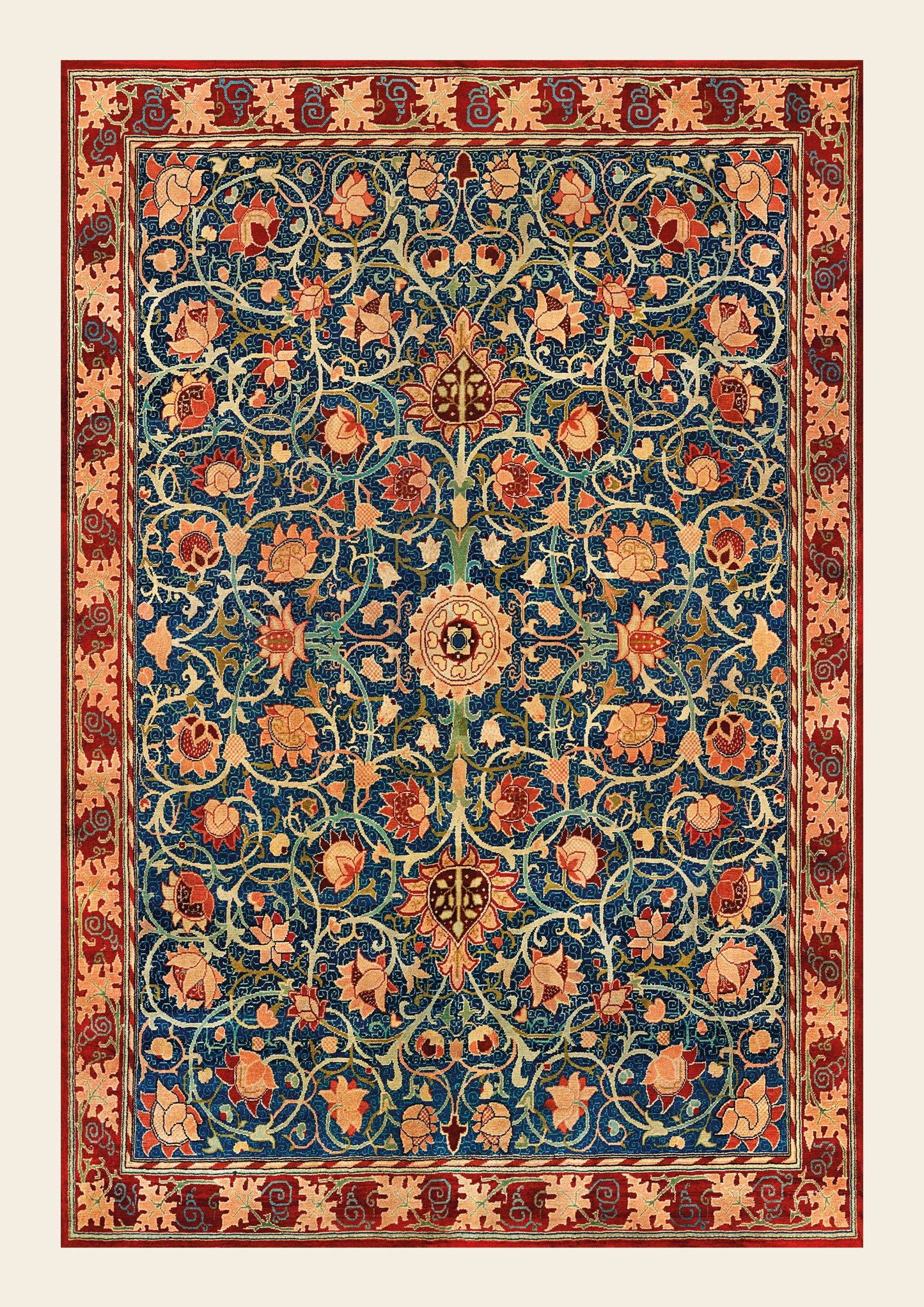 Persian-Inspired Floral Carpet Art – Digital Wall Poster | Vintage Tapestry Style