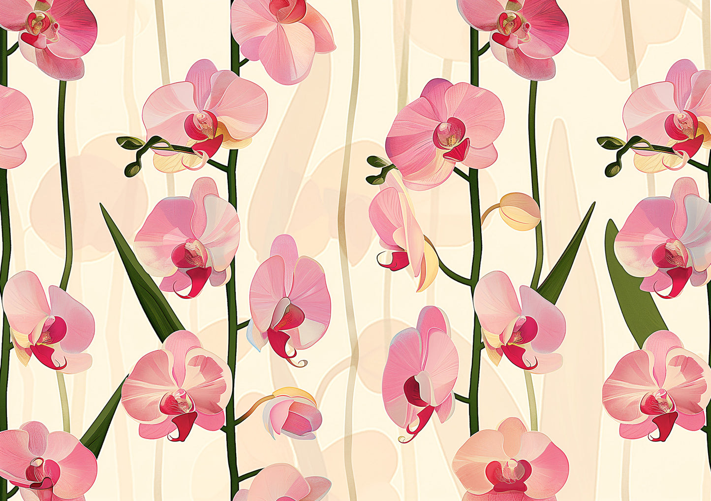 Pink Orchid Watercolour Wall Art | Botanical Digital Download Poster