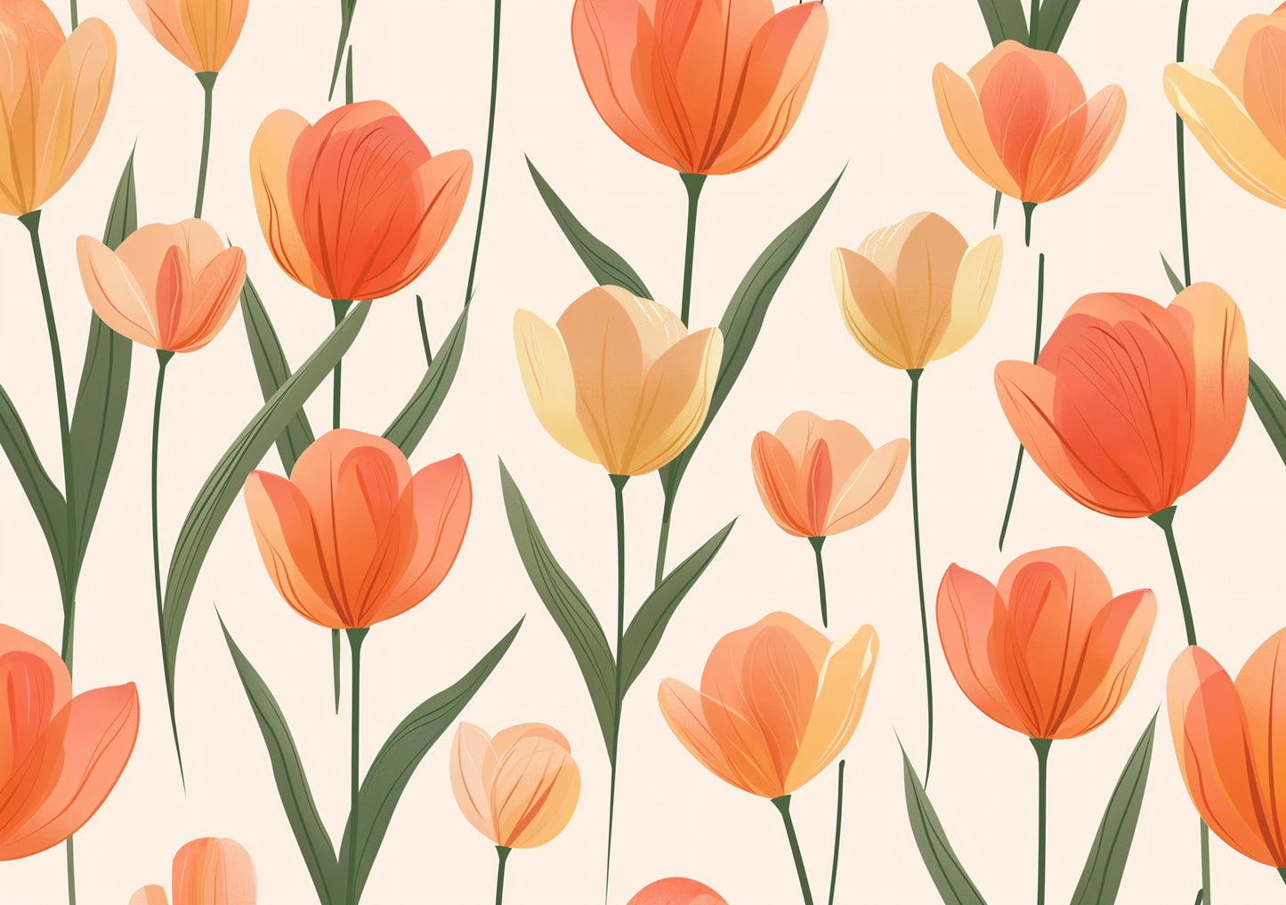 Orange & Yellow Tulip Watercolor Print | Digital Floral Art Poster