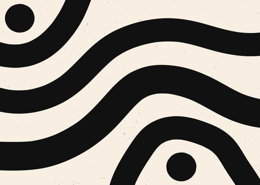 Abstract Wavy Line Art | Modern Minimalist Digital Print | Black & Gray Wall Decor Black