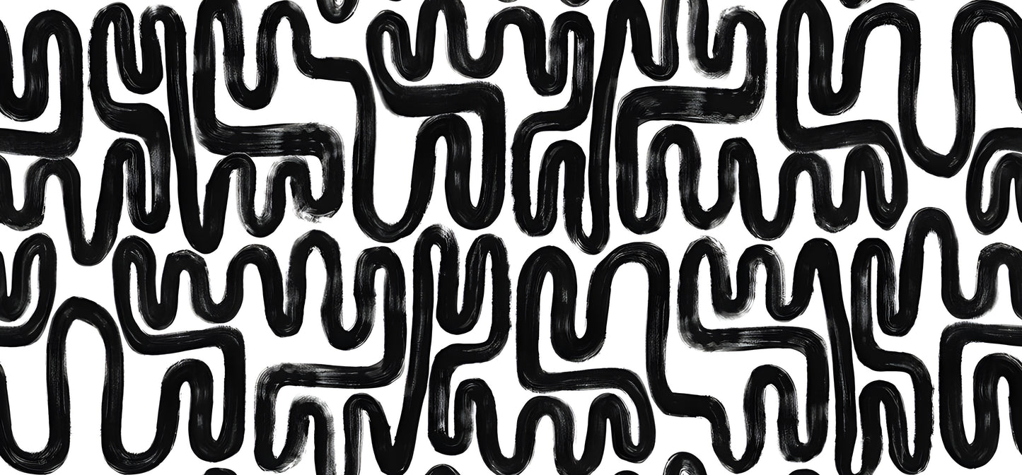 Modern Abstract Black & White Brushstroke Poster – Digital Download