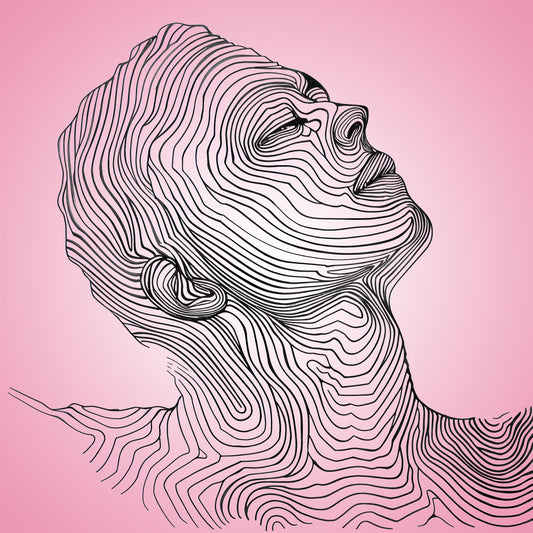 Contour Line Face Art – Modern Minimalist Wall Decor Pink