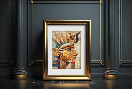 Pharaoh’s Mosaic Digital Art Print – Geometric Egyptian Wall Poster
