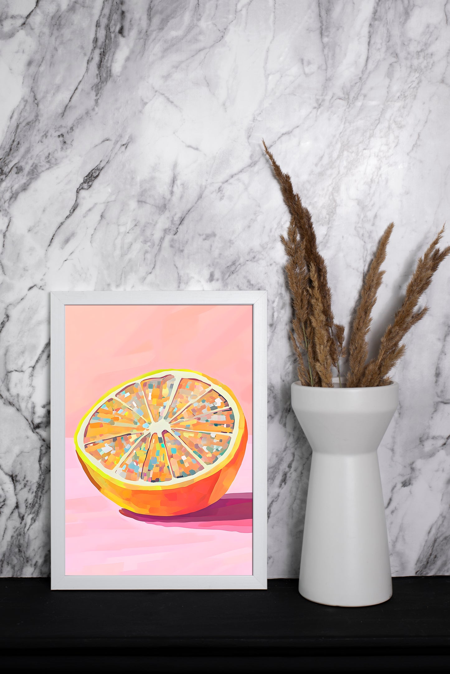 Colourful Abstract Orange Slice Wall Art – Modern Fruit Digital Print