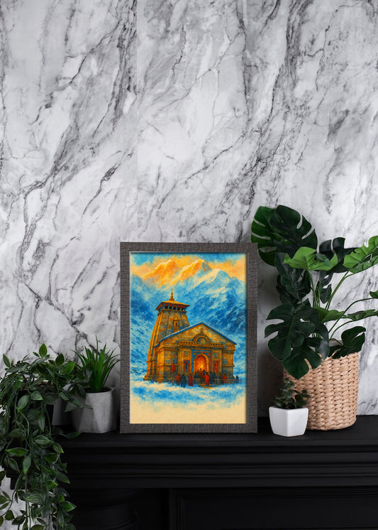 Kedarnath Temple Watercolor Print | Spiritual Himalayan Wall Art