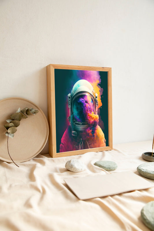 Color Burst Astronaut Digital Art | Psychedelic Space Wall Print Download