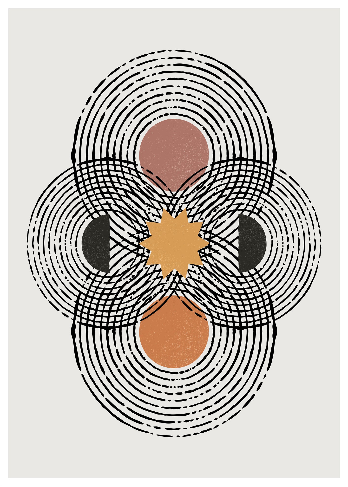 Celestial Balance – Minimalist Abstract Geometric Wall Art GREY