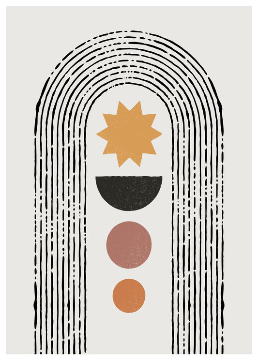 Celestial Balance – Minimalist Abstract Geometric Wall Art Orange