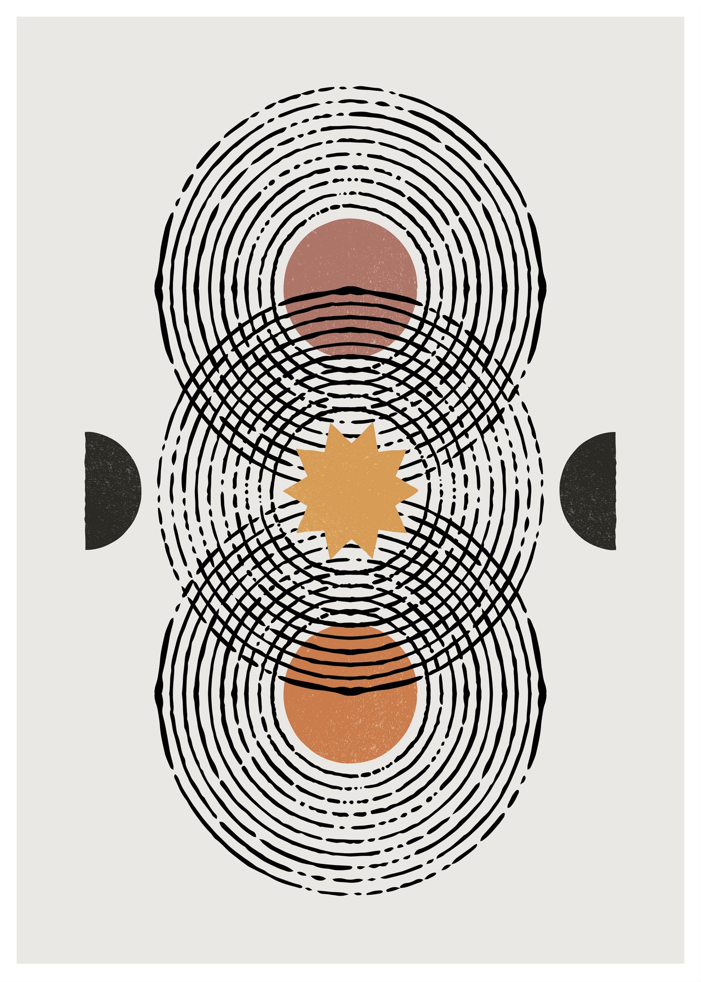 Celestial Balance – Minimalist Abstract Geometric Wall Art Black
