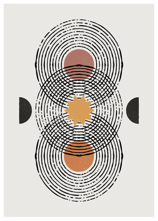 Celestial Balance – Minimalist Abstract Geometric Wall Art Black