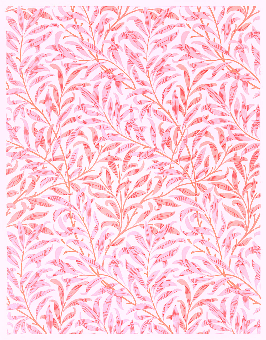 Pink Botanical Leaf Pattern - Digital Wall Art Download