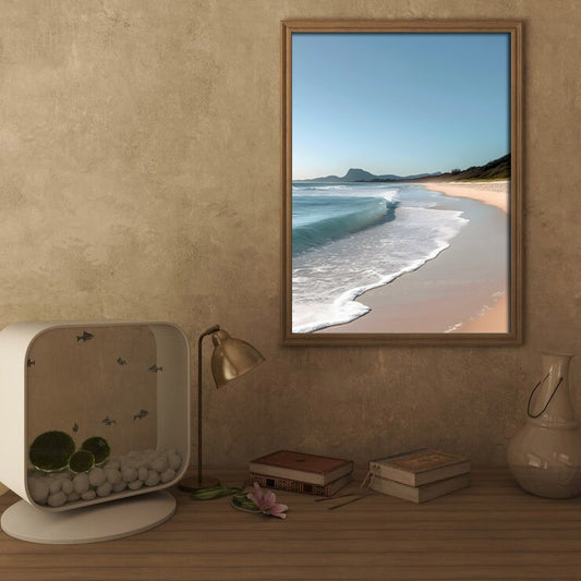 Tropical Seashore with Rolling Waves – Coastal Beach Digital Art Poster