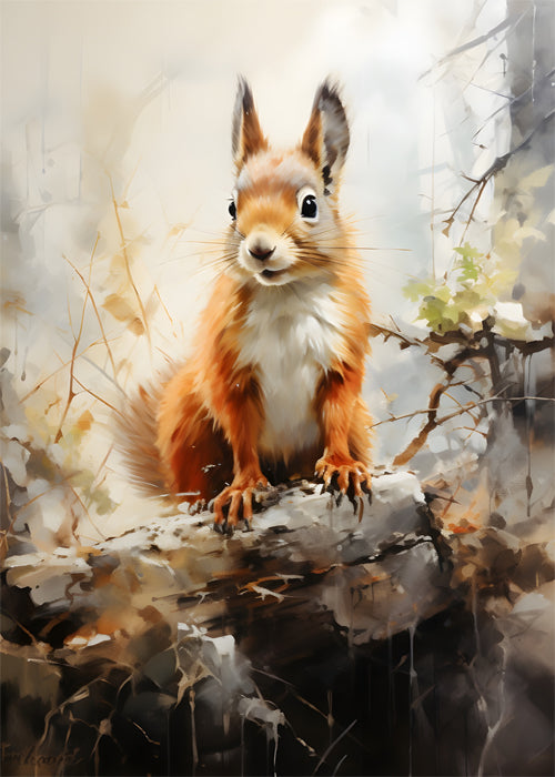 Squirrel Poster – Adorable & Lively Wildlife Wall Art for Nature Lovers