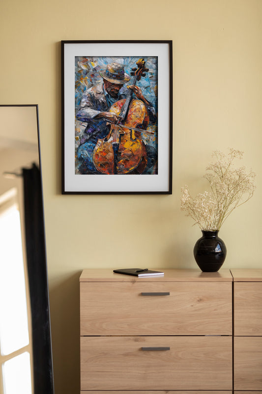 Jazz Cellist Abstract Painting | Emotional Musician Digital Art