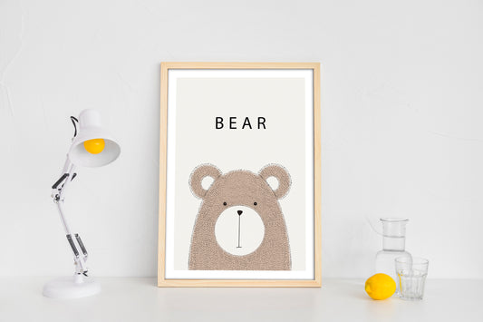 Cute Bear Printable Wall Art | Minimal Animal Nursery Poster
