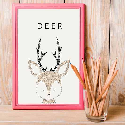 Minimalist Deer Printable Wall Art | Cute Animal Poster for Nursery & Kids Room