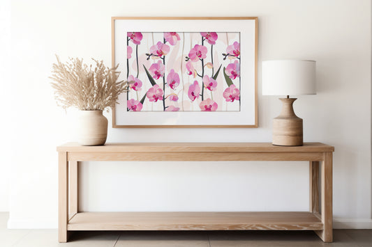 Pink Orchid Watercolour Wall Art | Botanical Digital Download Poster
