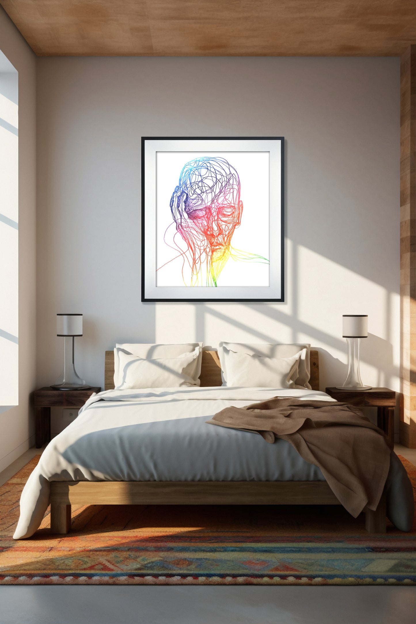 Philosophical Silhouette – Thinking Man Line Art Illustration