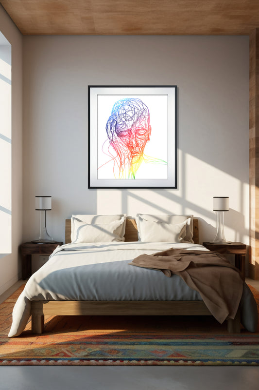 Philosophical Silhouette – Thinking Man Line Art Illustration