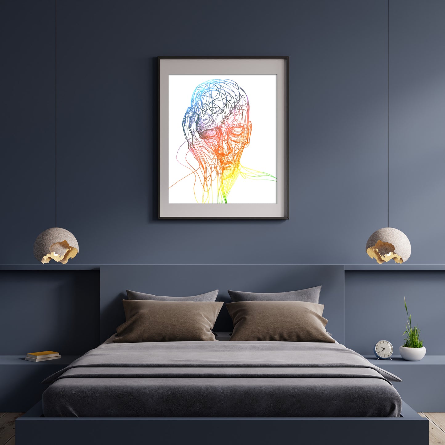 Philosophical Silhouette – Thinking Man Line Art Illustration