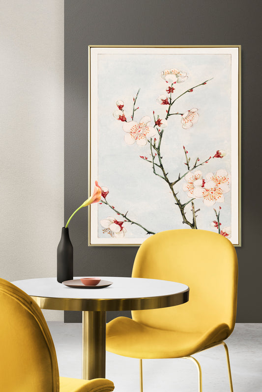 Elegant Plum Blossom Watercolour Digital Art Poster – Minimalist Japanese Floral Wall Décor