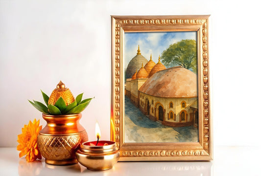 Kamakhya Temple Watercolor Poster - Digital Artwork for Instant Download