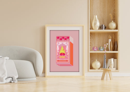"One Perfect Match – Romantic Digital Art Poster | Love-Themed Wall Decor"