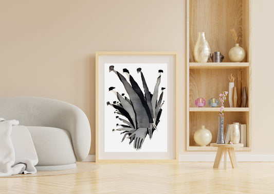 Surreal Ink Hands Illustration - Abstract Black & White Digital Art Poster