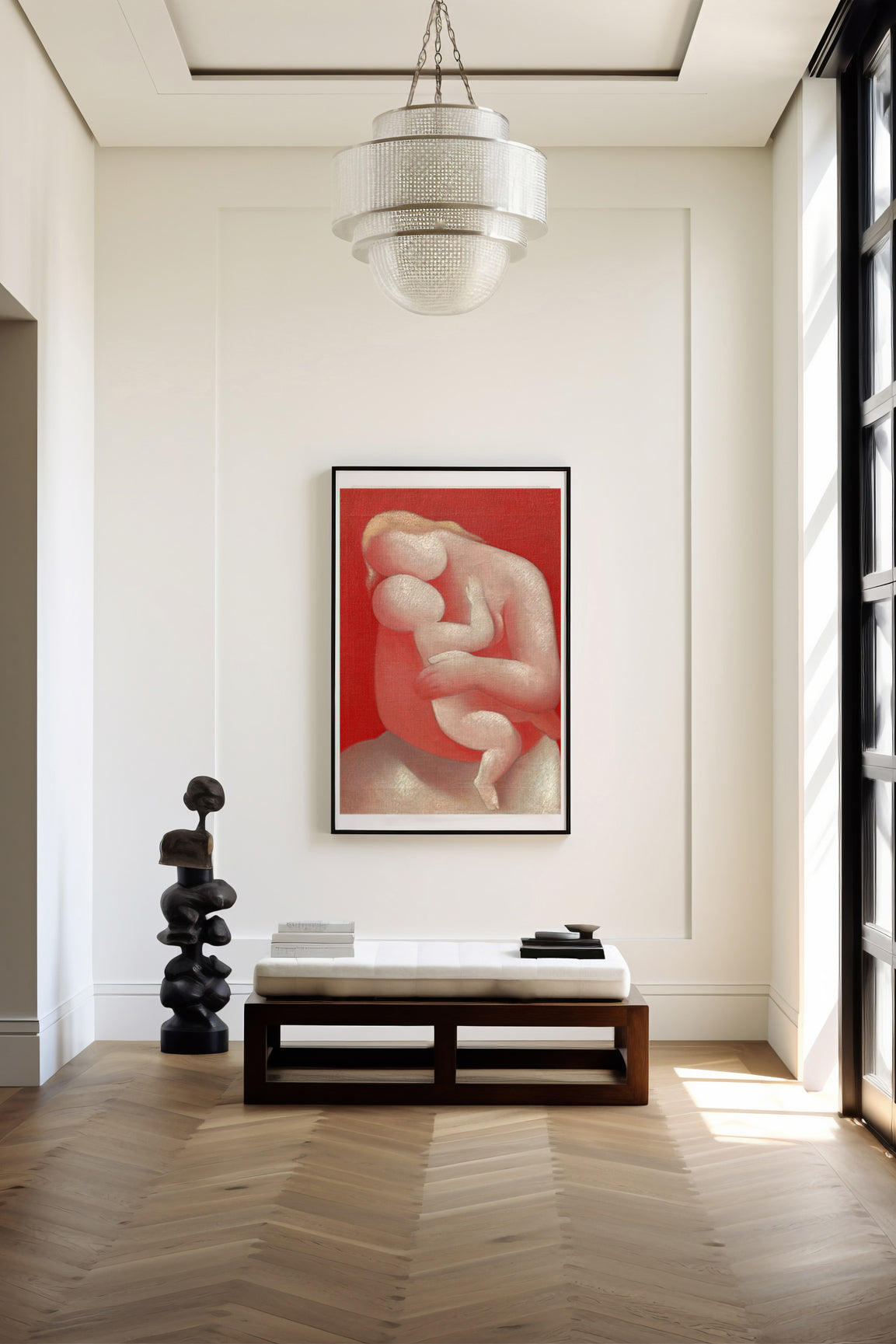 Minimalist Mother and Child Digital Art Poster – Warm Love & Bond Illustration