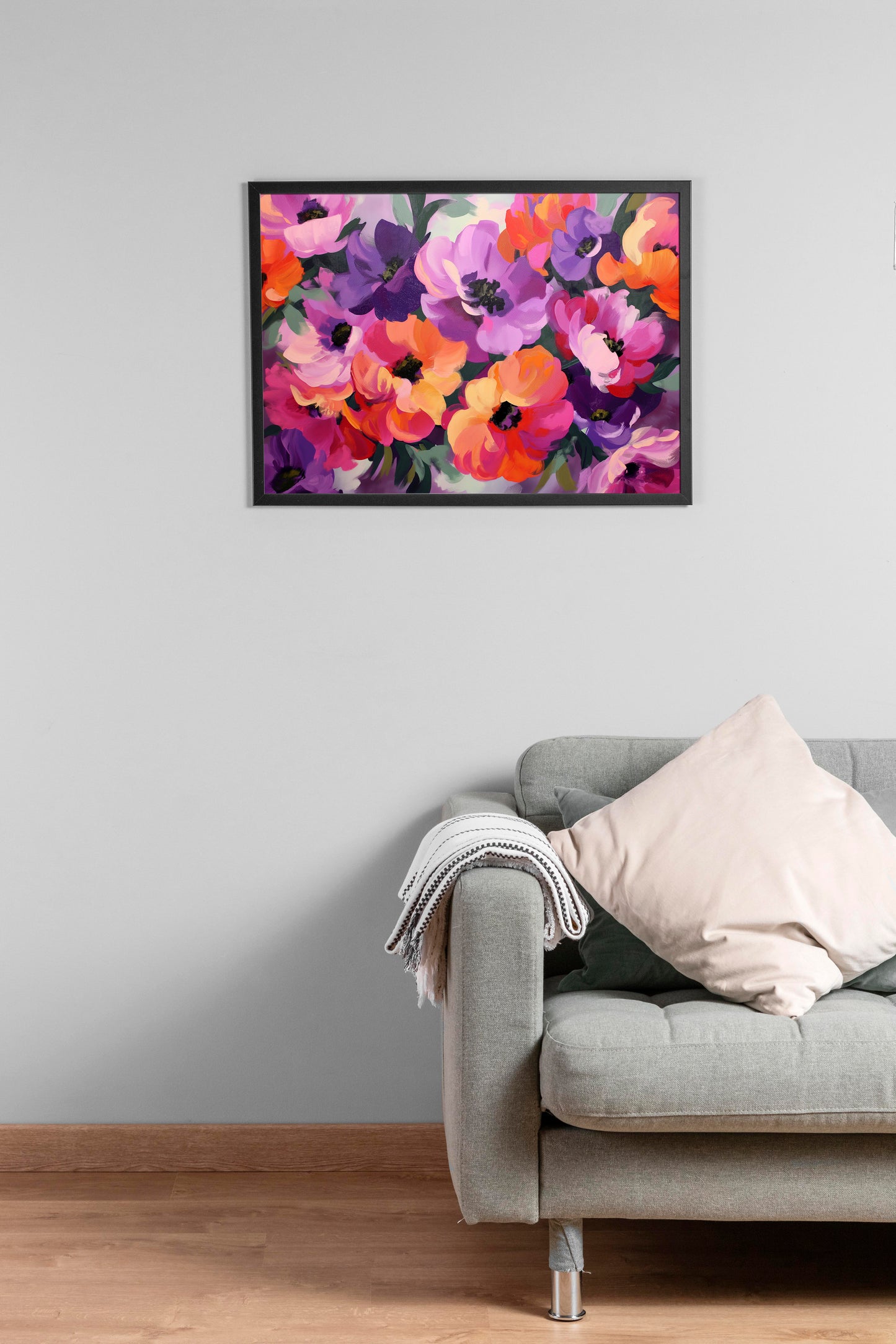 Vibrant Bloom Abstract Flower Art Print | Colourful Digital Poster for Modern Home Décor