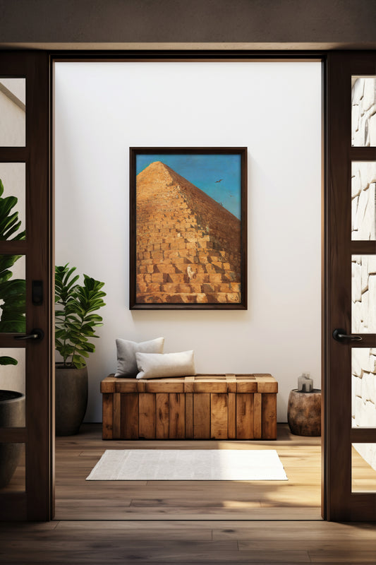 Golden Pyramid Digital Art Poster - Ancient Egyptian Architecture Wall Art
