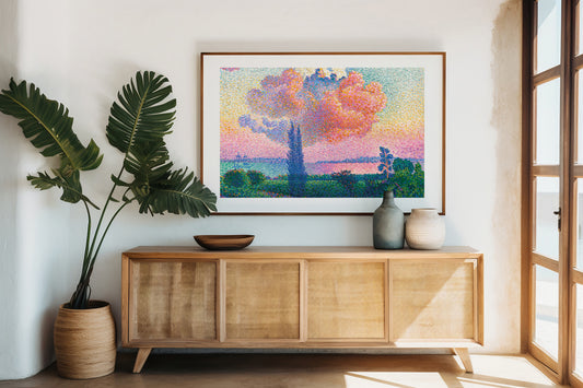 Dreamy Pointillist Sunset Cloud – Impressionist Digital Art Poster