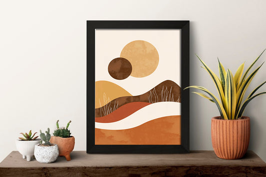 Desert Landscape Minimalist Wall Art – Abstract Earth Tone Digital Print