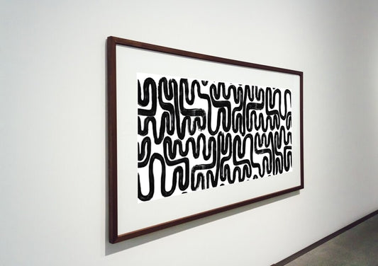 Modern Abstract Black & White Brushstroke Poster – Digital Download