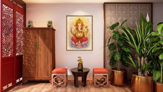 Watercolor Lord Ganesha Digital Art | Hindu Deity Wall Print | Spiritual Home Decor