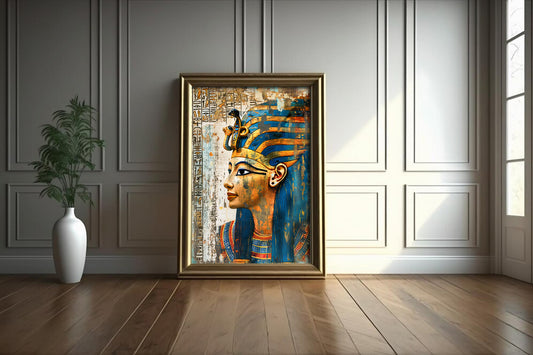Golden Pharaoh Queen – Egyptian Digital Wall Art | Printable History Poster