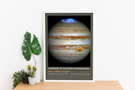 Jupiter Aurora Digital Art – NASA Hubble Space Poster