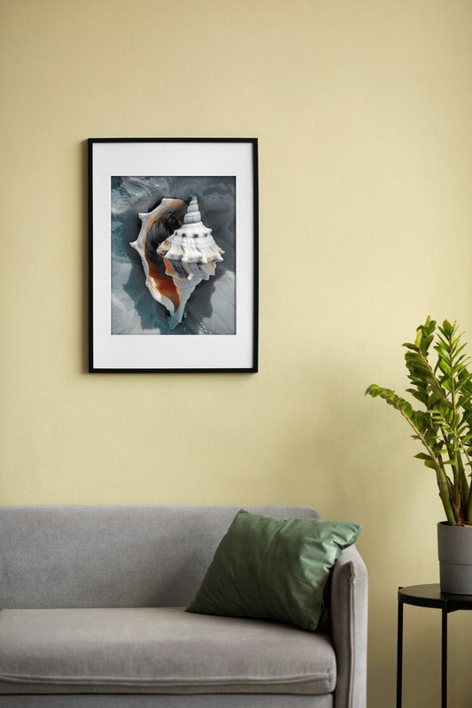 Conch Shell Digital Art Print | Coastal Seashell Wall Decor | Ocean Beach Instant Download