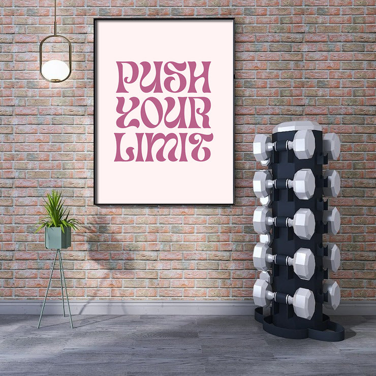 Bold Retro Motivational Print – "Push Your Limit" Typography Wall Art
