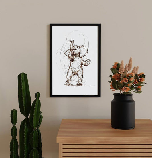 Playful Elephant Sketch – Expressive Scribble Art Drawing